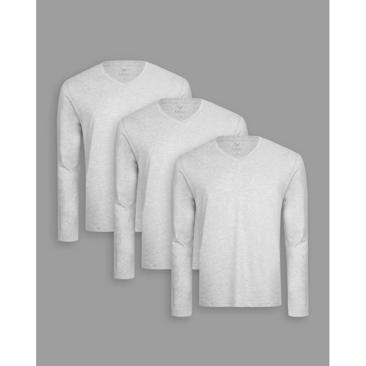 Pack de 3 polos manga larga Cuello V Gris Poly