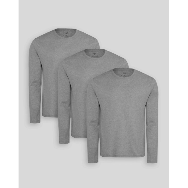 Pack de 3 polos manga larga Plomo Melange