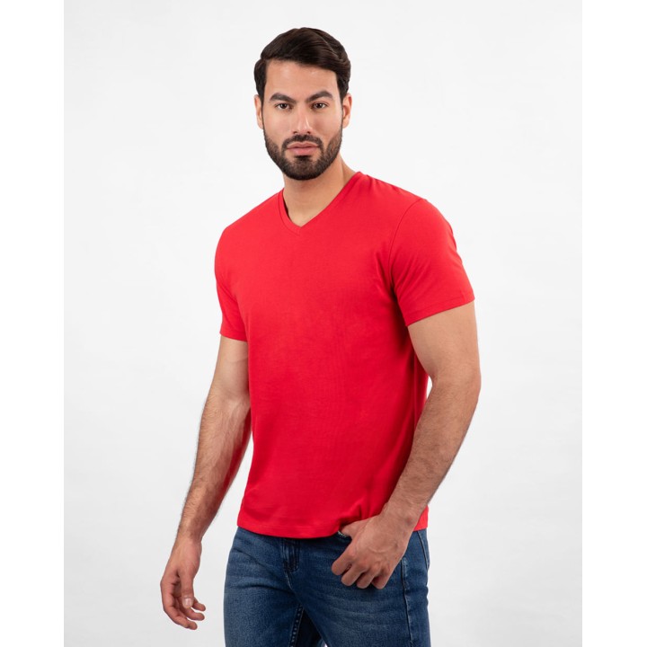 Pack de 3 polos Hombre Cuello V Blanco / Negro / Rojo Flama