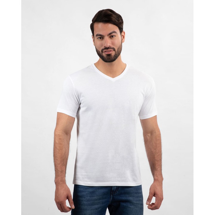 Pack de 3 polos Hombre Cuello V Blanco / Gris Poly / Rojo Flama