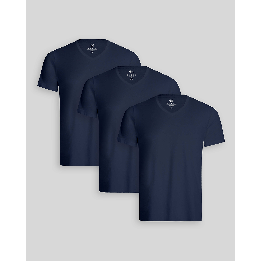 Pack de 3 polos Hombre Cuello V Azul Oxford