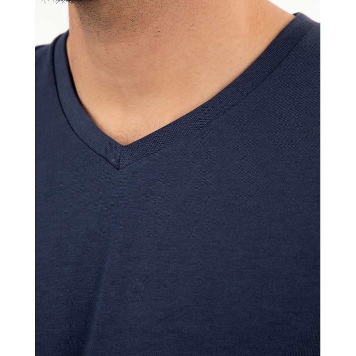 Pack de 3 polos Hombre Cuello V Azul Oxford