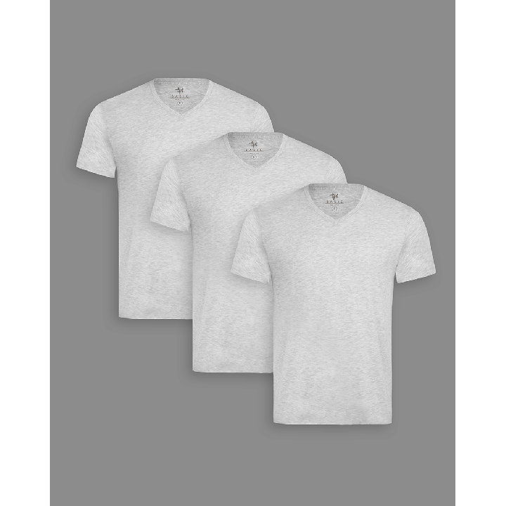 Pack de 3 polos Hombre Cuello V Gris Poly