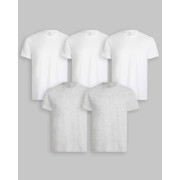 Pack de 5 polos Cuello Redondo Blanco / Gris Poly