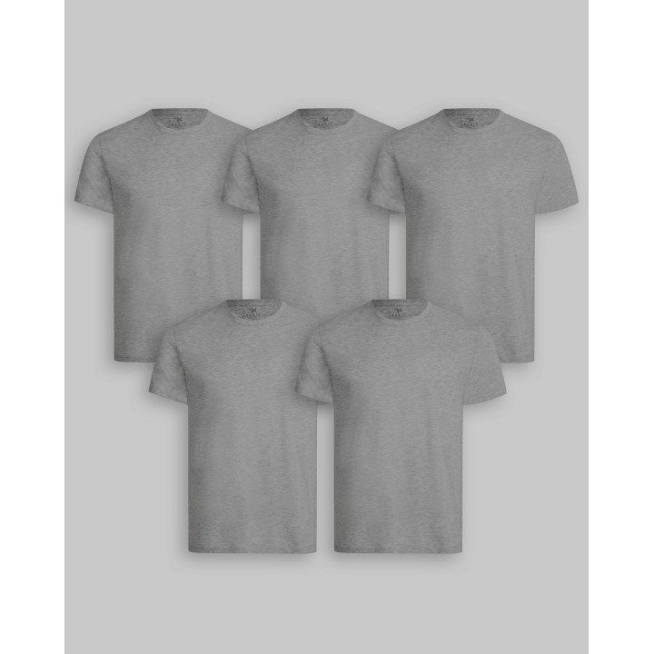 Pack de 5 polos Cuello Redondo Plomo Melange