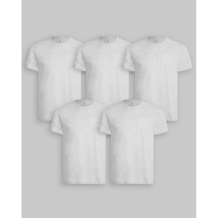 Pack de 5 polos Cuello Redondo Gris Poly