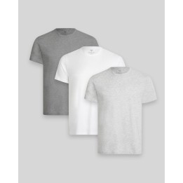 Pack de 3 polos Hombre Cuello Redondo Blanco / Gris Poly / Plomo Melange