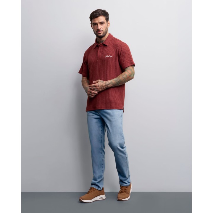 Polo Cuello Camisa Hombre Lucky Teja Dusty