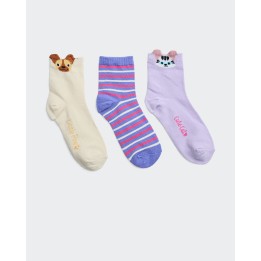 Calcetines Pack x 3 Niña Mora Beige/Lila/Morado