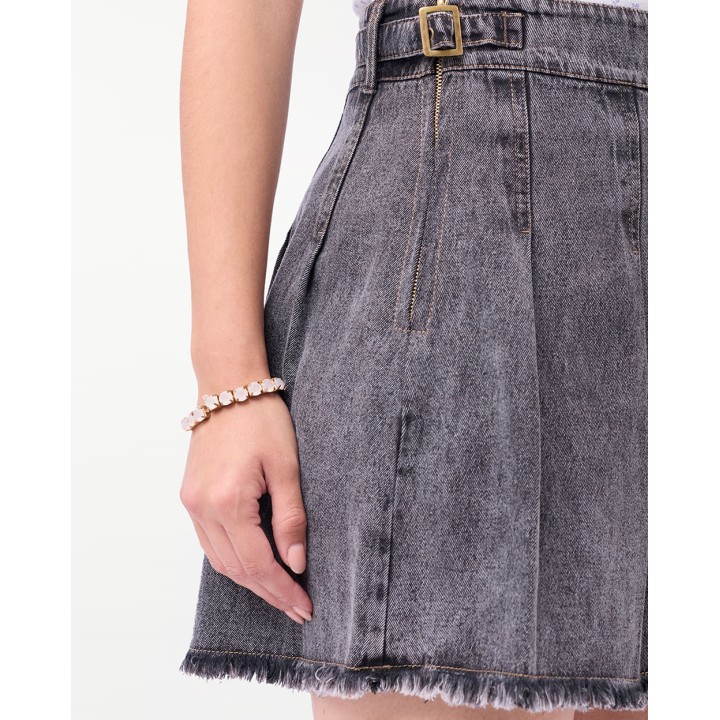 Falda Denim Mujer Alaia Total Frost Grey
