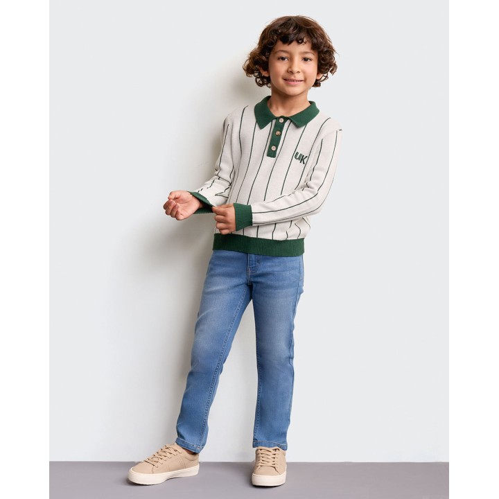 Polo Cuello Camisa Niño Liam Blanco