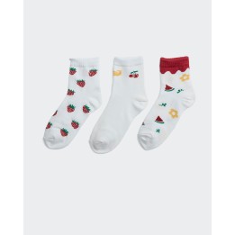 Calcetines Pack x 3 Unidades Niña Mora Coco/Rojo/Coco