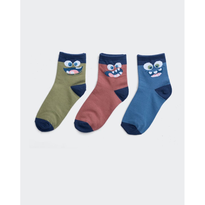 Calcetines Pack x 3 Niño Mariano Celeste/Lacre/Verde