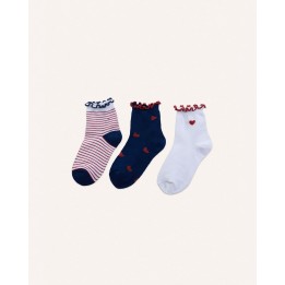 Calcetines Pack X3 Niña Mora Coco/rojo/azul