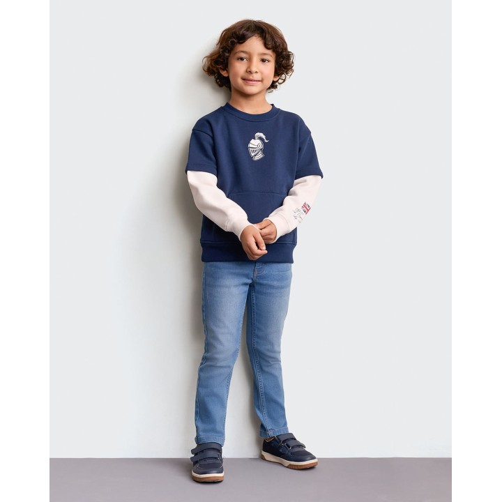 Polera Niño Joe Azul Pageant/ Blanco