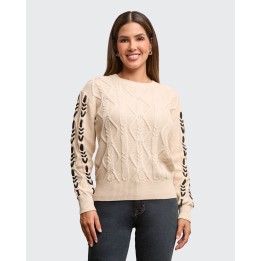 Chompa Mujer Cara Beige Crema