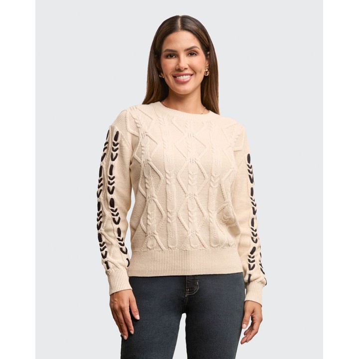 Chompa Mujer Cara Beige Crema