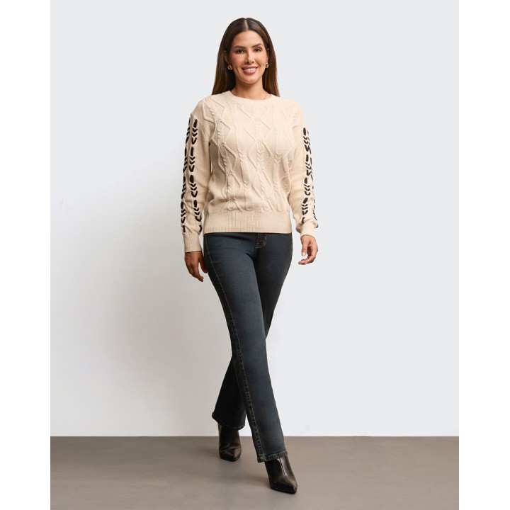 Chompa Mujer Cara Beige Crema