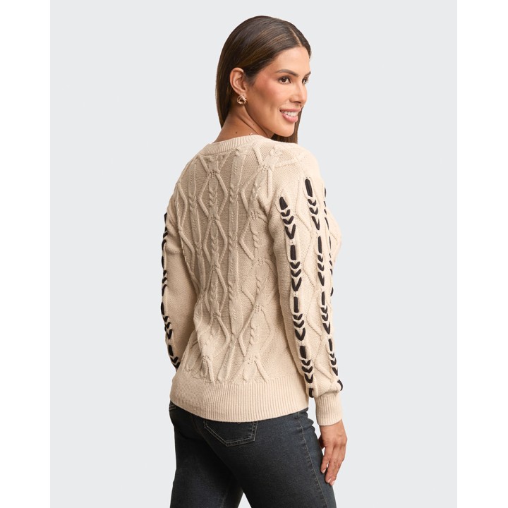 Chompa Mujer Cara Beige Crema