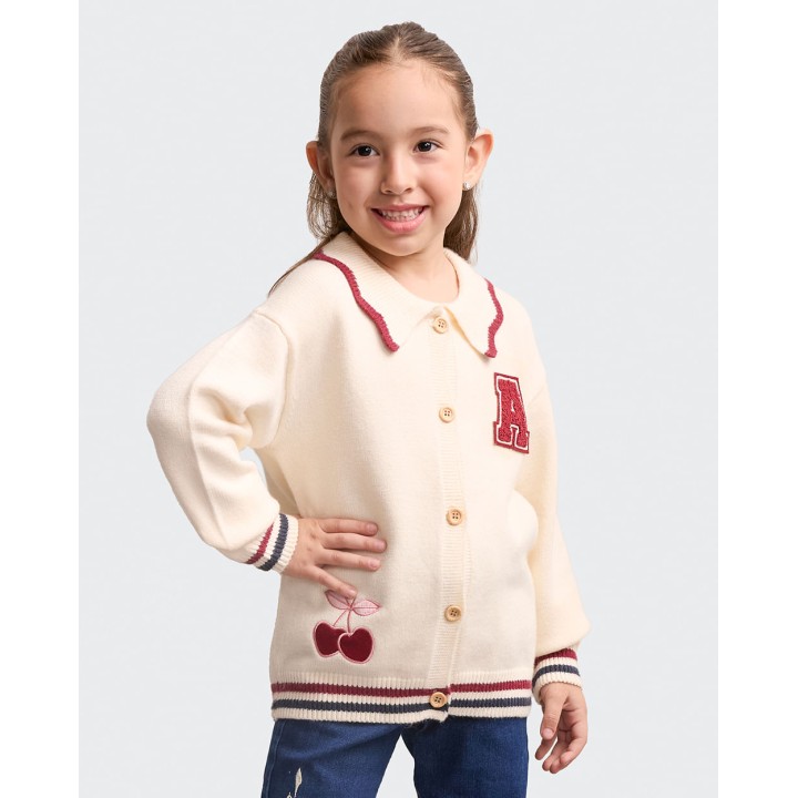 Chompa Niña Carla Crema Pastel