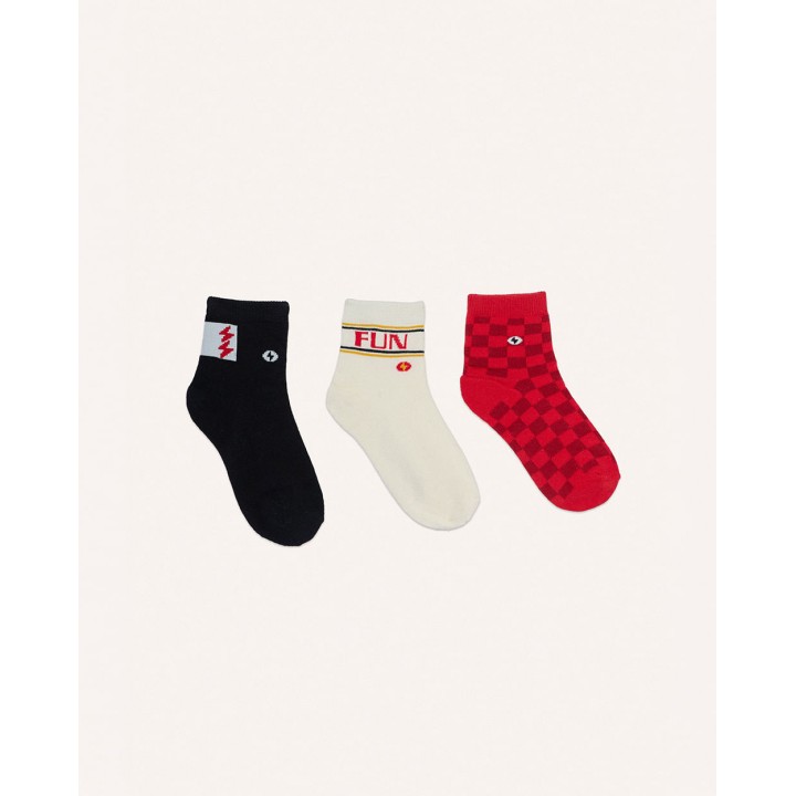 Calcetines Pack X3 Niño Mariano Beige/negro/rojo
