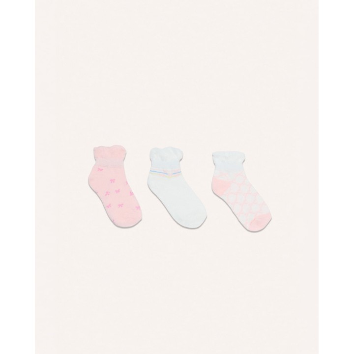 Calcetines Pack x 3 Niña Nini Rosa Pastel/Rosa Pastel/Coco