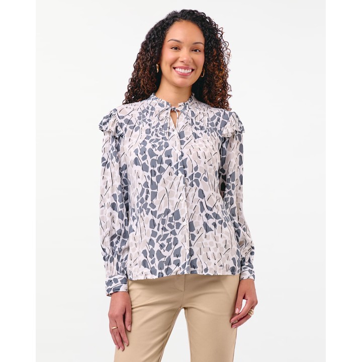 Blusa Mujer Agnes Print Gris Nieva