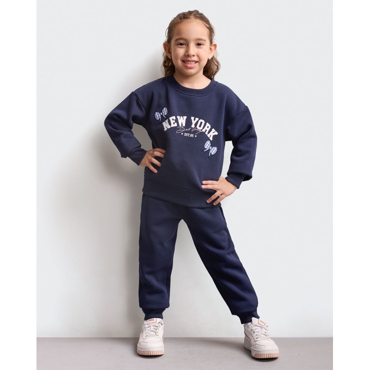 Polera Niña Francine Azul Nautico Seda