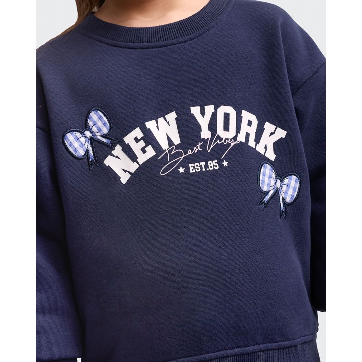 Polera Niña Francine Azul Nautico Seda
