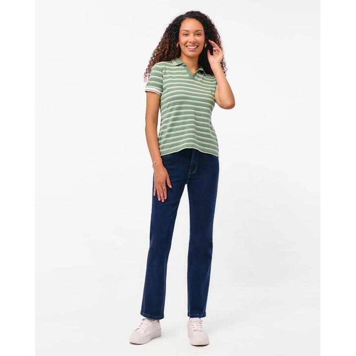 Polo Cuello Camisa Mujer Rose Verde Palmera
