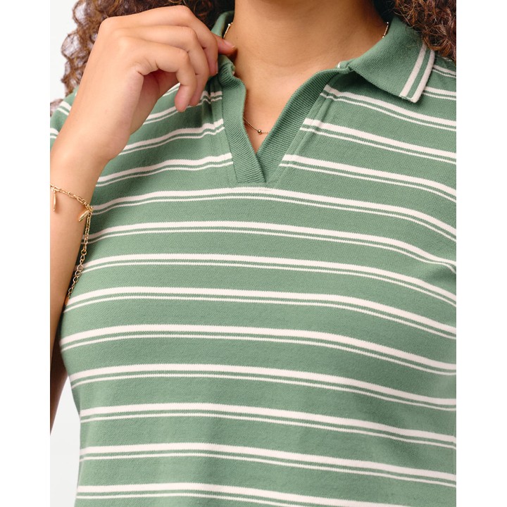 Polo Cuello Camisa Mujer Rose Verde Palmera