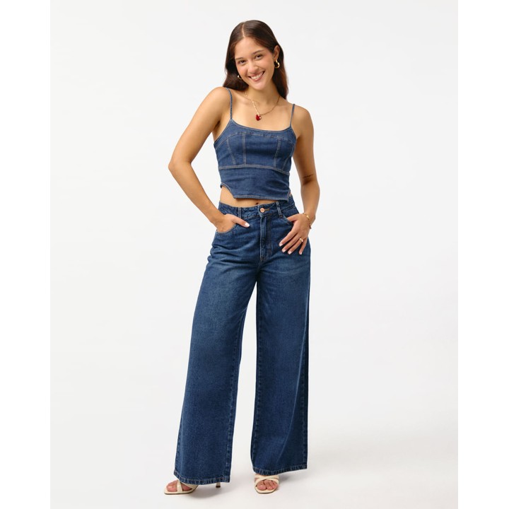 Top Denim Mujer Anna Total Smock Stone