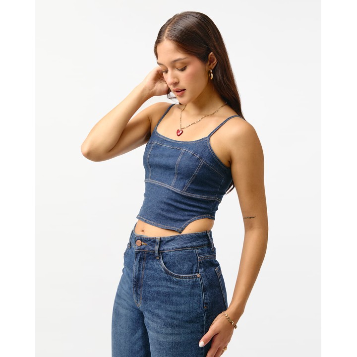 Top Denim Mujer Anna Total Smock Stone